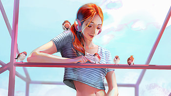 Playing With Little Birds , artist, artwork, digital-art, artstation HD wallpaper