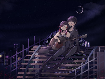 Anime Couple, anime-girl, anime-boy, love, artist, artwork, digital-art, deviantart HD wallpaper