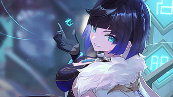 Blue Eyes Short Black Hair Yelan Genshin Impact HD wallpaper