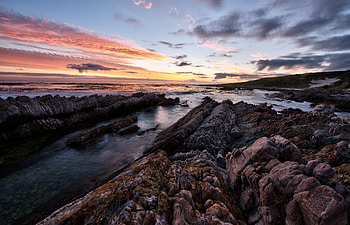 Nature, Sunset, Sea, Rock, Rocks, Horizon, Stone HD wallpaper