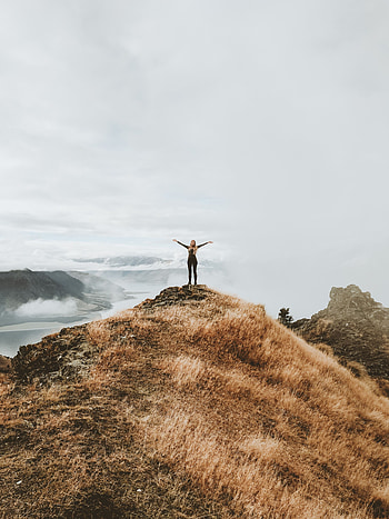 dom, Nature, Grass, Mountains, Vertex, Top, Girl HD phone wallpaper