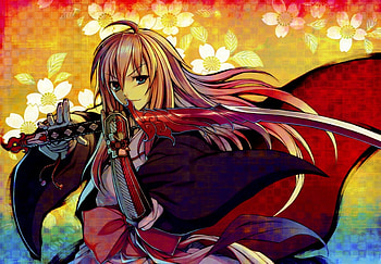 Cruccu 04, lady, cruccu, samurai, flowers, blade HD wallpaper