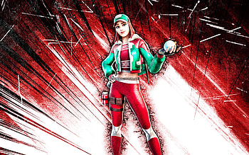 Holly Striker, grunge art, Fortnite Battle Royale, Fortnite characters, Holly Striker Skin, red abstract rays, Fortnite, Holly Striker Fortnite HD wallpaper