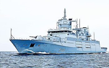 Nordrhein-Westfalen, F223, , German frigate, vector art, Nordrhein-Westfalen drawing, creative art, Nordrhein-Westfalen art, vector drawing, abstract ships, ships drawings, German Navy HD wallpaper