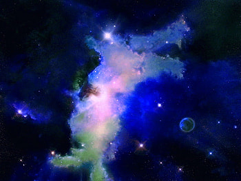 Space for Glyn, blue, pink, light, green, space, sky, stars HD wallpaper