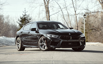 BMW M8 Gran Coupe, 2021, Front View, Exterior, F93, Black M8 Gran Coupe, Black F93, German Cars, BMW HD wallpaper