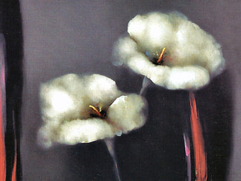 Midnight Jazz - Flowers, white, art, floral, romance, beauty, montesino, artwork, painting, flower, love HD wallpaper