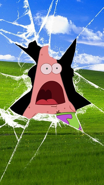 Mobile Glass Broken, Patrick Star, Background HD phone wallpaper