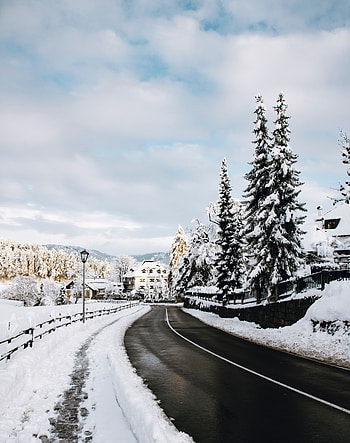 Winter, Nature, Snow, Road HD phone wallpaper