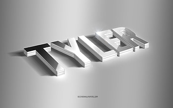 Tyler, silver 3d art, gray background, with names, Tyler name, Tyler greeting card, 3d art, with Tyler name HD wallpaper