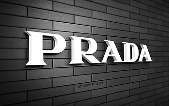 Prada 3D logo, , gray brickwall, creative, brands, Prada logo, 3D art, Prada HD wallpaper