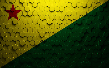 Flag of Acre, honeycomb art, Acre hexagons flag, Acre, 3d hexagons art, Acre flag HD wallpaper
