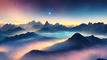 Digital Art: Majestic Mountain Clouds at Dawn, cloud, mountain, sky, Digital Art HD wallpaper