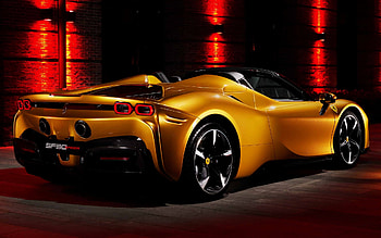 Ferrari SF90 Spider, F173, rear view, exterior, yellow SF90 Spider, italian supercars, Ferrari HD wallpaper