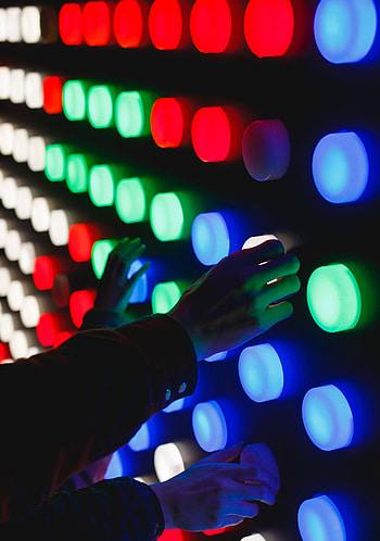 Shine, Light, Miscellanea, Miscellaneous, Wall, Neon, Hands, Buttons HD phone wallpaper