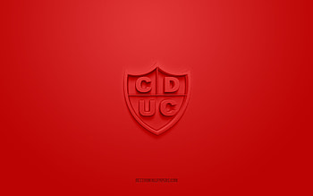 Union Comercio, creative 3D logo, red background, Peruvian Primera Division, 3d emblem, Peruvian football club, Nueva Cajamarca, Peru, 3d art, Liga 1, football, Union Comercio 3d logo HD wallpaper