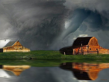 Tornado Alley, Pond, Natural Disaster, Farmhouse, Storm, Tornado, Winds, Farm, Lake, The Wizard of Oz, Barn HD wallpaper