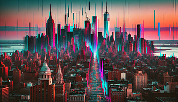 Vibrant New York Skyline Glitch Art, New York, New York City, city skyline, Digital Art HD wallpaper