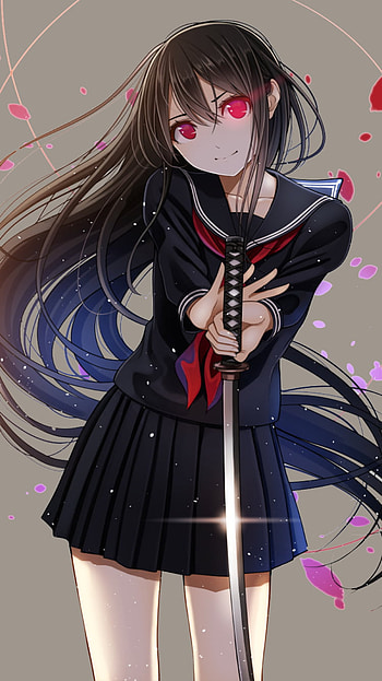 sword, school uniform, black hair, Anime, Original HD phone wallpaper