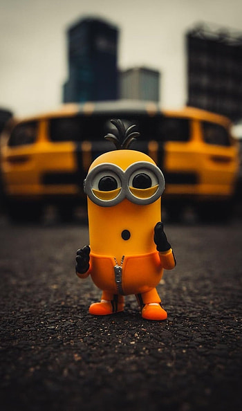 Minion mustang, orange, city, despicable me, black, yellow, minions HD phone wallpaper