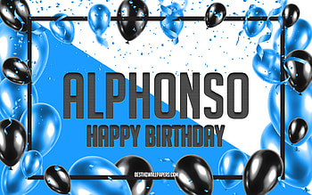 Happy Birtay Alphonso, Birtay Balloons Background, Alphonso, with names, Alphonso Happy Birtay, Blue Balloons Birtay Background, Alphonso Birtay HD wallpaper