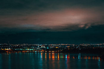 Cities, Rivers, Night, City, Glow HD wallpaper