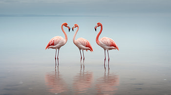 Elegant Flamingos - Serene Bird Reflections, bird, Animal, flamingo HD wallpaper