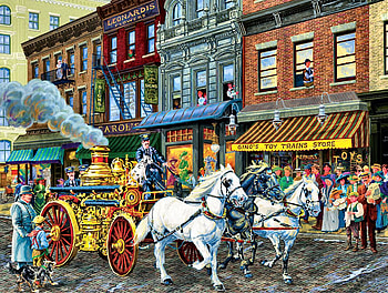 Fire Company No1 F, animal, horse, art, beautiful, illustration, artwork, wide screen, painting, equine, fire brigade HD wallpaper