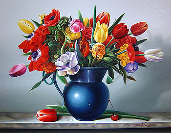 A Vase O f Beauty, blue, shapes, vase, colours, scent, flowers, variety HD wallpaper