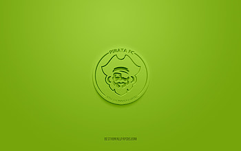 Pirata FC, creative 3D logo, green background, Peruvian Primera Division, 3d emblem, Peruvian football club, Chiclayo, Peru, 3d art, Liga 1, football, Pirata FC 3d logo HD wallpaper