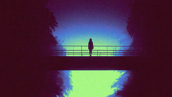 Girl On Bridge Glitch Art, girl, bridge, glitch, art, artist, artwork, digital-art HD wallpaper