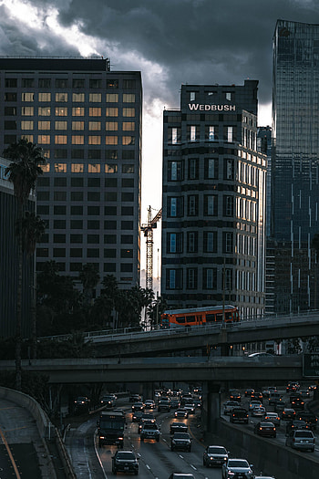 Cities, Cars, City, Building, Skyscrapers, Bridge HD phone wallpaper