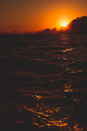 Nature, Sunset, Sea, Waves, Horizon HD phone wallpaper