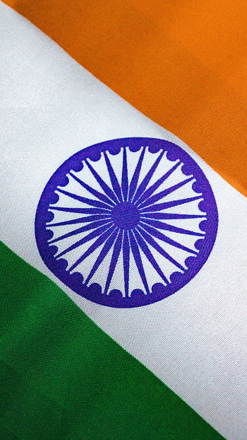 Detailed view of the Indian flag with vivid colors and Ashoka Chakra. HD phone wallpaper