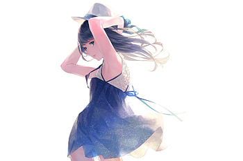 Cute Blue And White Skirt Anime Girl, anime, artist, digital-art, artwork HD wallpaper
