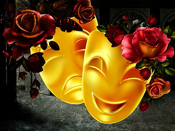 Behind The Mask, Roses, Golden, Mask, Masquerade, Night HD wallpaper
