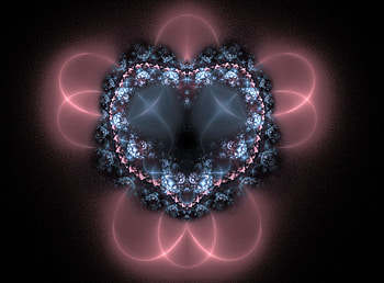 Heart in blue, blue, pink, fractals, heart, fractal HD wallpaper