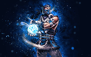 Sub-Zero, , blue neon lights, Mortal Kombat Mobile, fighting games, MK Mobile, creative, Mortal Kombat, Sub-Zero Mortal Kombat HD wallpaper