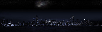 Chicago skyline dual monitor , Stolen from somewhere, Dual monitor HD wallpaper