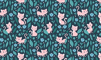 Flowers, Leaves, Cat, Pattern, Texture, Textures, Nice, Sweetheart HD wallpaper