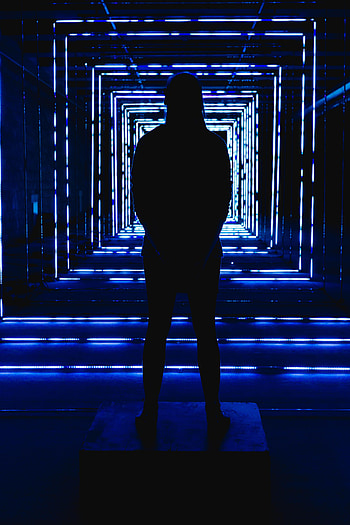 Dark, Silhouette, Neon, Backlight, Illumination, Squares HD phone wallpaper