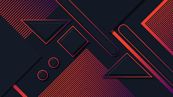Dark Abstract Geometric Shapes With Red Orange Gradient Lines, dark, abstract, geometric, shapes, red, orange, gradient, lines, artist, artwork, art, digital-art, deviantart HD wallpaper