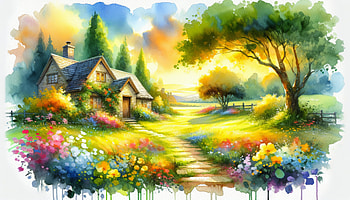 Stunning Ultra for Your Screen, landscape, cottage, flower, nature HD wallpaper