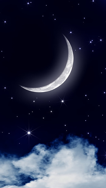 Moon, Stars And Moon HD phone wallpaper