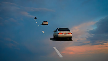 The Car Travelers, artist, artwork, art, digital-art, cars, car, sky, deviantart HD wallpaper