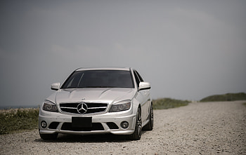 Cars, Road, Car, Front View, Machine, Grey, Mercedes, Mercedes-Benz W204 HD wallpaper