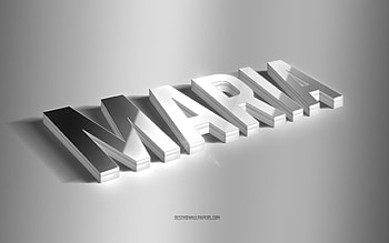 Maria, silver 3d art, gray background, with names, Maria name, Maria greeting card, 3d art, with Maria name HD wallpaper
