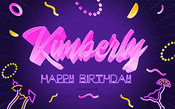 Happy Birtay Kimberly, , Purple Party Background, Kimberly, creative art, Happy Kimberly birtay, Kimberly name, Kimberly Birtay, Birtay Party Background HD wallpaper