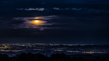 Moon Clouds Night City View , city, clouds, night, moon, buildings, graphy HD wallpaper