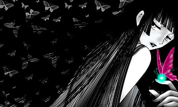 XXXholic, sweet, white, black, cute, aqua, girl, beautiful, long hair, beauty, purple, butterflies, anime, pretty HD wallpaper